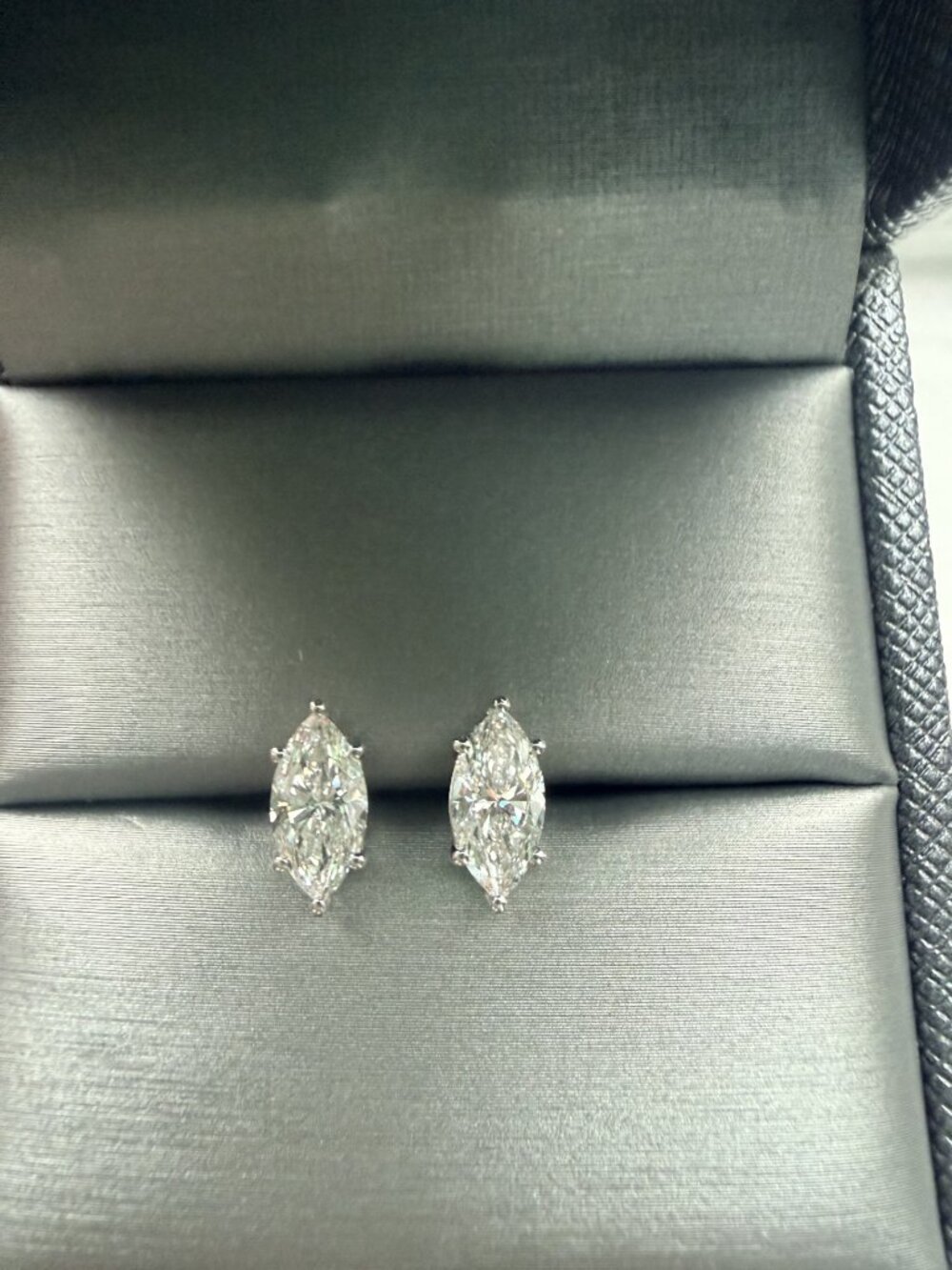 2.11 CTW Marquise Lab Diamond Earrings D VS1 14K WG IGI
